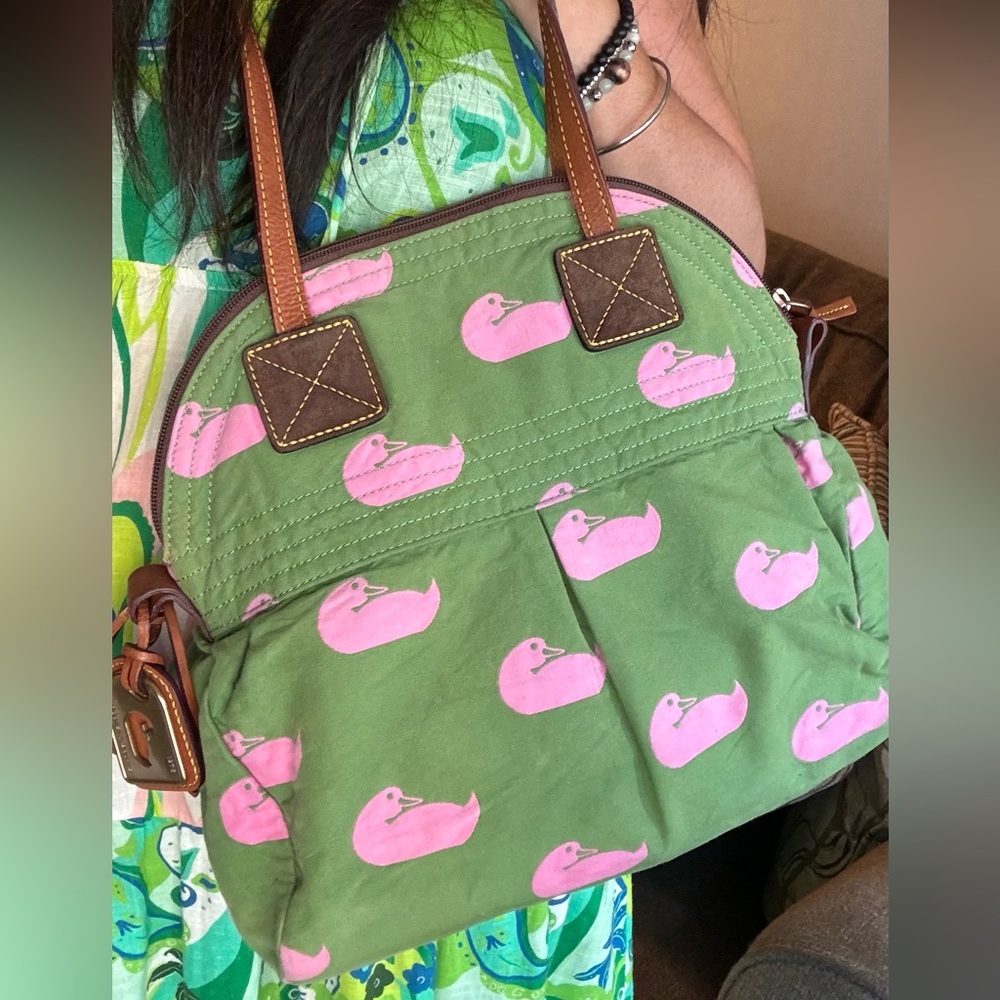 RARE🔥Authentic DOONEY & BOURKE Leather/cotton Duck print Satchel/Shoulder bag